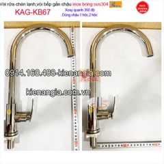 Vòi rửa chén inox bóng sus304 Proxia KAG-KB67