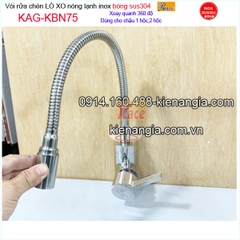 Vòi rửa chén inox bóng sus304 Proxia lò xo nóng lạnh KAG-KBN75