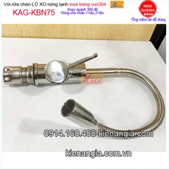 Vòi rửa chén inox bóng sus304 Proxia lò xo nóng lạnh KAG-KBN75