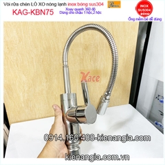 Vòi rửa chén inox bóng sus304 Proxia lò xo nóng lạnh KAG-KBN75