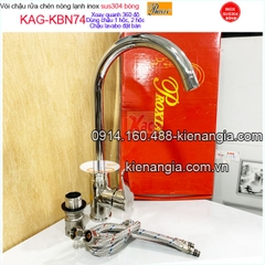 Vòi rửa chén inox bóng sus304 Proxia nóng lạnh KAG-KBN74