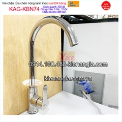 Vòi rửa chén inox bóng sus304 Proxia nóng lạnh KAG-KBN74