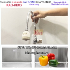 Vòi rửa chén lạnh âm tường lò xo Valencia KAG-KB03