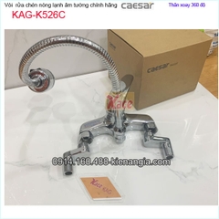 Vòi rửa chén lò xo âm tường nóng lạnh Caesar K526C