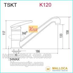 Vòi rửa chén nóng lạnh gật gù MALLOCA KAG-K120N