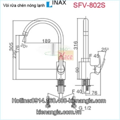 Vòi rửa chén nóng lạnh INAX SFV-802S