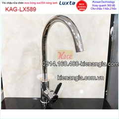 Vòi rửa chén nóng lạnh inox bóng 304 Luxta KAG-LX589