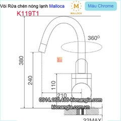 Vòi rửa chén nóng lạnh Malloca-K119T1