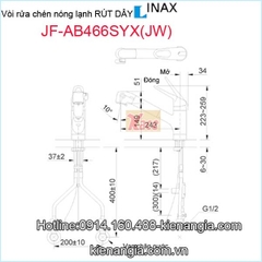 Vòi rửa chén nóng lạnh Rút dây INAX JF-AB466SYX(JW)