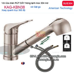 Vòi rửa chén Nóng lạnh RÚT DÂY Inox sus304 KAG-KBN38