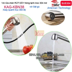 Vòi rửa chén Nóng lạnh RÚT DÂY Inox sus304 KAG-KBN38