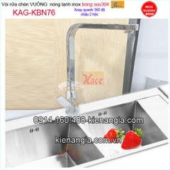 Vòi rửa chén vuông inox bóng sus304 Proxia KAG-KBN76