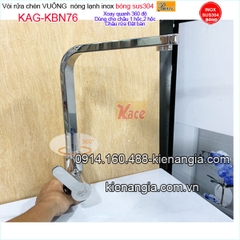 Vòi rửa chén vuông inox bóng sus304 Proxia KAG-KBN76