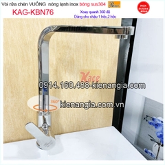 Vòi rửa chén vuông inox bóng sus304 Proxia KAG-KBN76