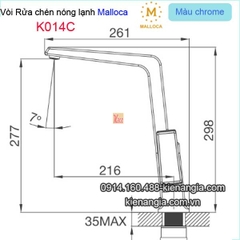 Vòi rửa chén vuông nóng lạnh Malloca-K014C