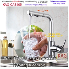 Vòi RÚT DÂY rửa chén nóng lạnh Caesar chính hãng KAG-CAS405