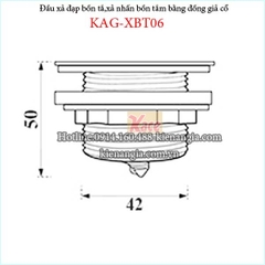 Xả đạp bồn tắm bằng đồng giả cổ KAG-XBT06