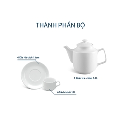 Bộ trà 0.7L - Jasmine - Trắng