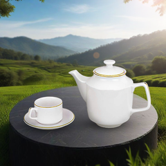 Bộ Trà 0.7L – Jasmine – Viền Chỉ Vàng