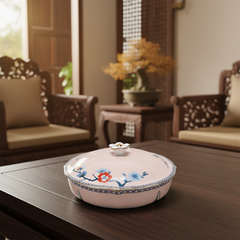 Khay mứt 5 ngăn - Hoa Đào Thịnh Vượng (Viền vàng)