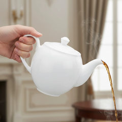 Bình trà 0.8 L + nắp - Camellia - Trắng