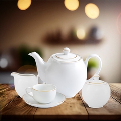 Bộ trà 1.1L - Camellia -  Viền chỉ vàng