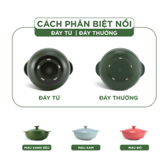 Nồi dưỡng sinh Luna 1.0 L + nắp (CK) - HealthyCook - Xanh Rêu