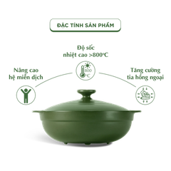 Nồi dưỡng sinh Luna 1.0 L + nắp (CK) - HealthyCook - Xanh Rêu