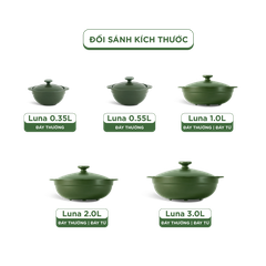 Nồi dưỡng sinh Luna 1.0 L + nắp (CK) - HealthyCook - Xanh Rêu