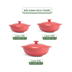 Nồi dưỡng sinh Luna 1.0 L + nắp (CK) - HealthyCook - Màu Đỏ 2