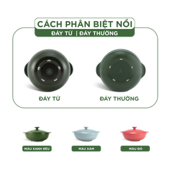 Nồi dưỡng sinh Luna (Nồi cạn) 3.0 L + nắp (CK) - Xanh Rêu