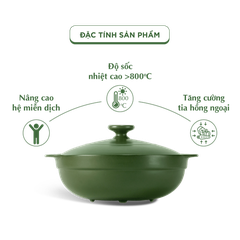 Nồi dưỡng sinh Luna (Nồi cạn) 3.0 L + nắp (CK) - Xanh Rêu