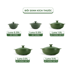 Nồi dưỡng sinh Luna (Nồi cạn) 3.0 L + nắp (CK) - Xanh Rêu