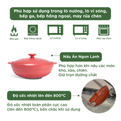Nồi dưỡng sinh Luna (Nồi cạn) 3.0 L + nắp (CK) - Màu Đỏ 2