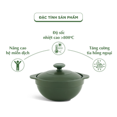Nồi dưỡng sinh Luna 0.55L + nắp - Healthy Cook - Xanh Rêu