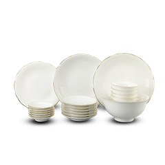 Bộ đồ ăn 22 sản phẩm - Mẫu đơn IFP - Viền Chỉ Vàng