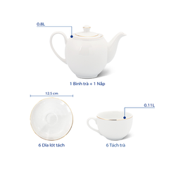 Bộ trà 0.8 L - Camellia - Chỉ Vàng