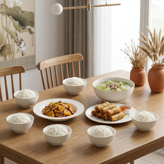 Bộ đồ ăn 09 sản phẩm - Jasmine - Viền Chỉ Vàng