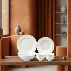Bộ đồ ăn 09 sản phẩm - Jasmine - Viền Chỉ Vàng