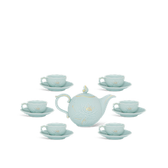 Bộ trà 0.7 L - Sen - Men Ngọc Sương Mờ (Trang Trí Vàng)