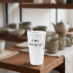 Ly sứ dưỡng sinh 0.48 L (K1) + nắp ống hút - Dưỡng Sinh - Trắng - C3