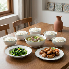Bộ đồ ăn 09 sản phẩm - Jasmine - Chỉ Xanh Lá
