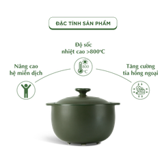Nồi dưỡng sinh Vesta 3.0 L + nắp (CK) - Healthy Cook - Xanh Rêu