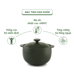 Nồi dưỡng sinh Vesta (Nồi tròn cao) 0.4 L + nắp (CK) - Xanh Rêu