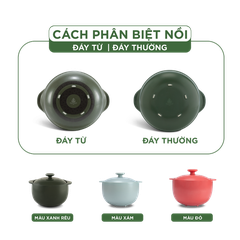 Nồi dưỡng sinh Vesta (Nồi tròn cao) 1.2 L + nắp (CK) - Xanh Rêu