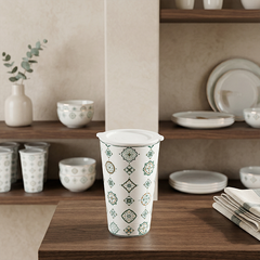 Ly sứ dưỡng sinh 0.48 L (K1) + nắp Dưỡng sinh Vintage (LTN)