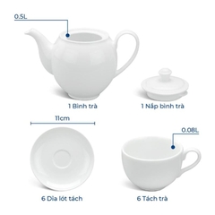 Bộ trà 0.5 L Camellia - Trắng