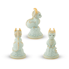 Tượng rồng Hảo Đức 23.9 cm - Men Ngọc Sương Mờ