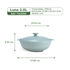 Nồi dưỡng sinh Luna (Nồi cạn) 2.0 L + nắp (CK) - Màu Xám 2