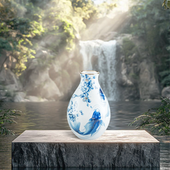 Bình hoa 29 cm - Cá Chép cobalt (Men Ngọc)